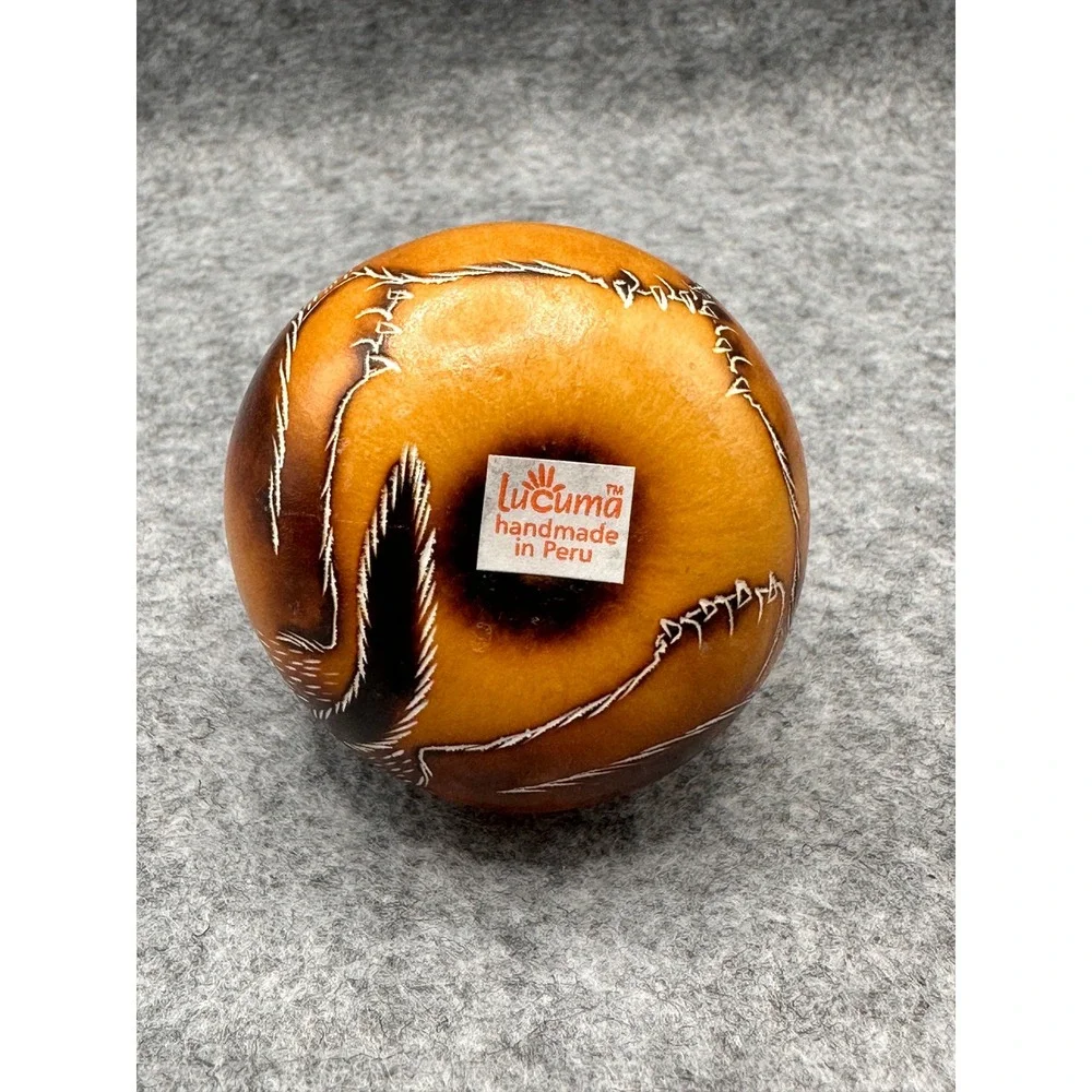 Lucuma German Shepherd Hand Carved Gourd Ornament Peru Folk Art Dog Decor